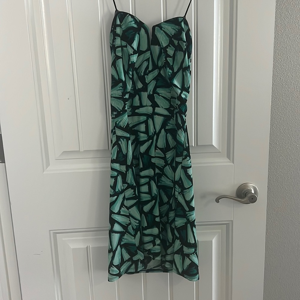 Teal and Black Strapless Dress